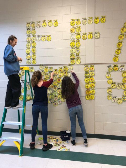 Agriculture classes made FFA emblems and used them to create murals in the hallway to promote National FFA Week.